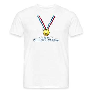 T-shirt Médaille d'or du meilleur beau-gosse - T-shirt homme - blanc - Devant - AI Model Male 178 dark (178cm)