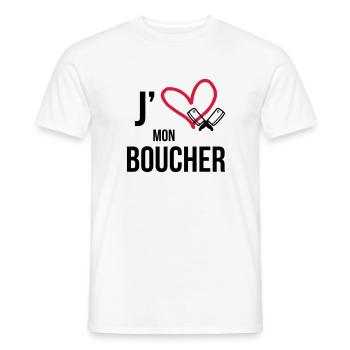 J'aime mon Boucher - T-shirt homme - blanc - Devant - AI Model Male 178 dark (178cm)