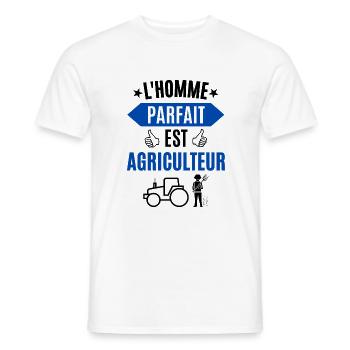 L'homme parfait est agriculteur - T-shirt homme - blanc - Devant - AI Model Male 178 dark (178cm)