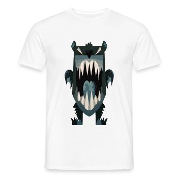 Angry Cartoon Bear with Sharp Teeth – Beast Art - Men's T-Shirt - white - Front - AI Model Male 178 dark (178cm)