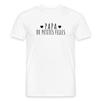 Papa de petites filles. coeur - T-shirt homme - blanc - Devant - AI Model Male 178 dark (178cm)