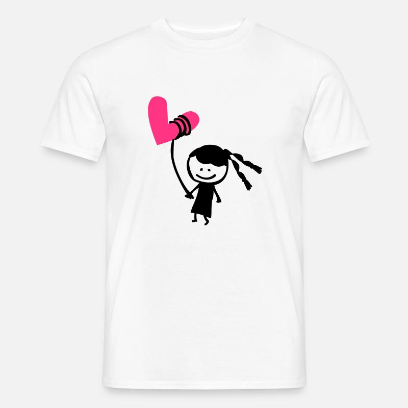 Kleines Mädchen mit Herzballon - Männer T-Shirt - Weiß
