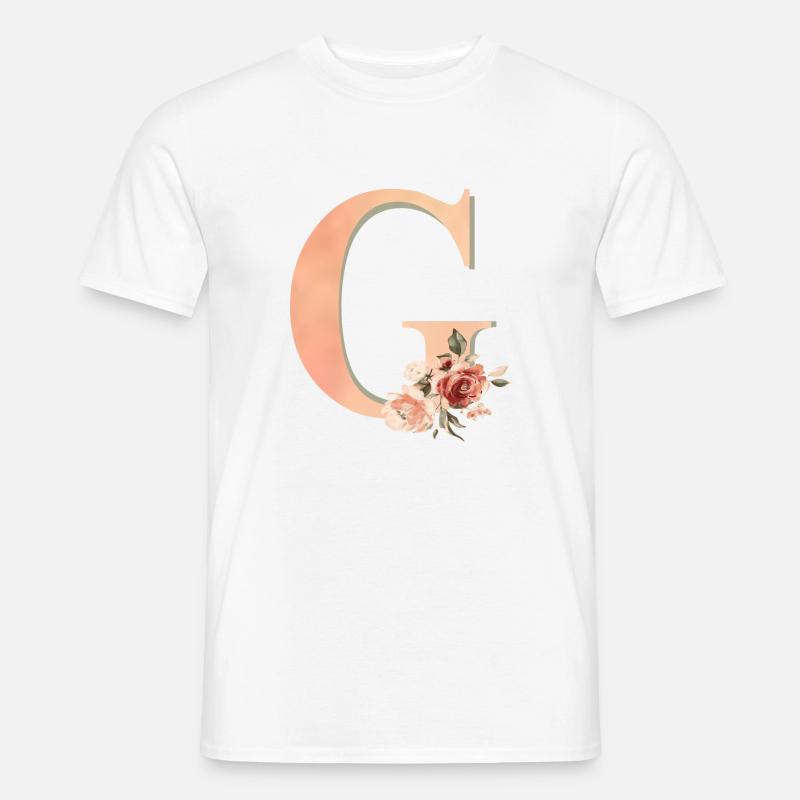 Buchstabe G mit Blumen - Männer T-Shirt - Weiß