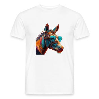 L’âne comme vecteur et polygone avec des lunettes intelligentes - T-shirt homme - blanc - Devant - AI Model Male 178 dark (178cm)