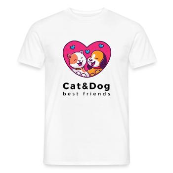 T-Shirt Katze und Hund bester Freund niedlich kawaii - Männer T-Shirt - Weiß - Vorne - AI Model Male 178 dark (178cm)