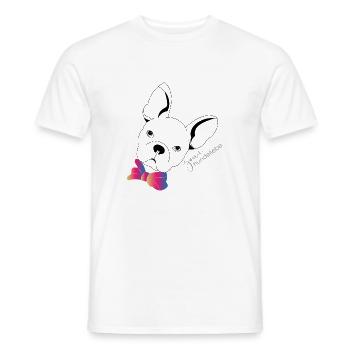 Französische Bulldogge mit bunter Fliege - Männer T-Shirt - Weiß - Vorne - AI Model Male 178 dark (178cm)