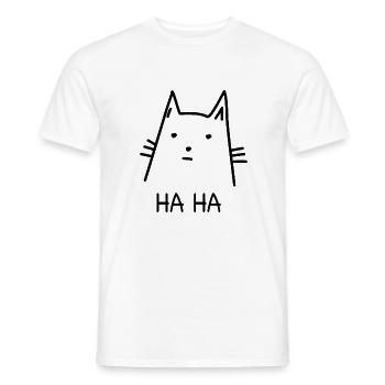 Katze Haha Katzenfreund Geschenk - Männer T-Shirt - Weiß - Vorne - AI Model Male 178 dark (178cm)