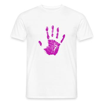 Handprint painted identity fingers and palm - Men's T-Shirt - white - Front - AI Model Male 178 dark (178cm)