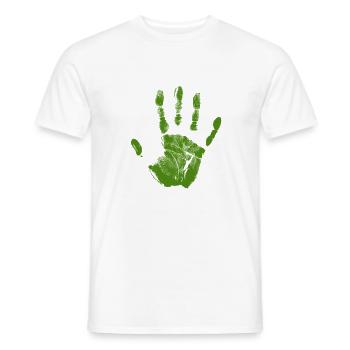 Handprint painted identity fingers and palm green - Men's T-Shirt - white - Front - AI Model Male 178 dark (178cm)