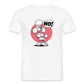 Poodle saying "No! - Men's T-Shirt - white - Front - AI Model Male 178 dark (178cm)