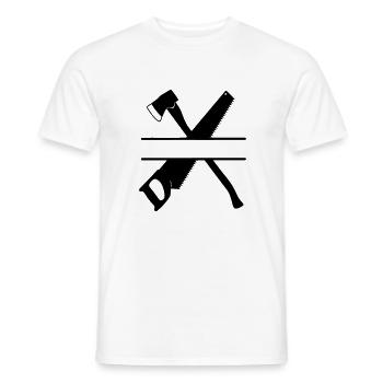 Axe and saw banner - Men's T-Shirt - white - Front - AI Model Male 178 dark (178cm)