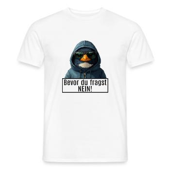 funny saying with penguin Becor you ask no - Men's T-Shirt - white - Front - AI Model Male 178 dark (178cm)