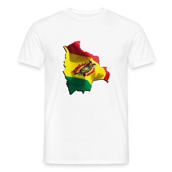 Bolivia flag in the Bolivia map - Men's T-Shirt - white - Front - AI Model Male 178 dark (178cm)
