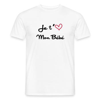 je t'aime mon bébé - T-shirt homme - blanc - Devant - AI Model Male 178 dark (178cm)