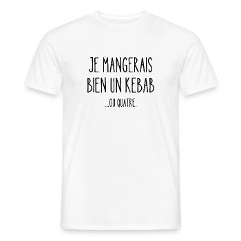 je mangerais bien un kebab - T-shirt homme - blanc - Devant - AI Model Male 178 dark (178cm)