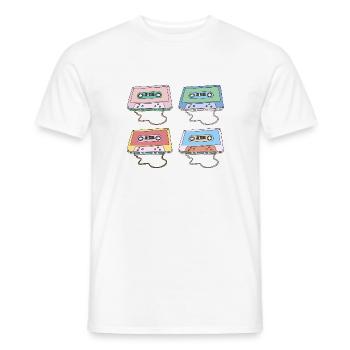 Music Cassette Compact Cassette Magnetic Tape Retro - Men's T-Shirt - white - Front - AI Model Male 178 dark (178cm)