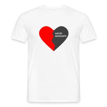 DEMI CŒUR ROUGE CÔTÉ GAUCHE - T-shirt homme - blanc - Devant - AI Model Male 178 dark (178cm)