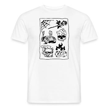 Street style - Men's T-Shirt - white - Front - AI Model Male 178 dark (178cm)