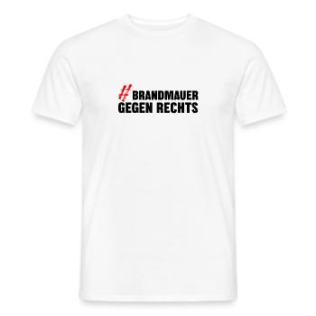 BRANDMAUER GEGEN RECHTS - Männer T-Shirt - Weiß - Vorne - AI Model Male 178 dark (178cm)