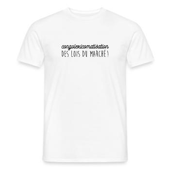 Congolexicomatisation des lois du marché - T-shirt homme - blanc - Devant - AI Model Male 178 dark (178cm)