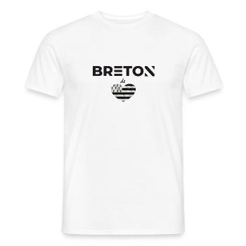 breton de coeur - T-shirt homme - blanc - Devant - AI Model Male 178 dark (178cm)