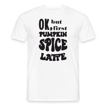 Premier thé au café au lait aux épices à la citrouille Kaffee Kürbis - T-shirt homme - blanc - Devant - AI Model Male 178 dark (178cm)
