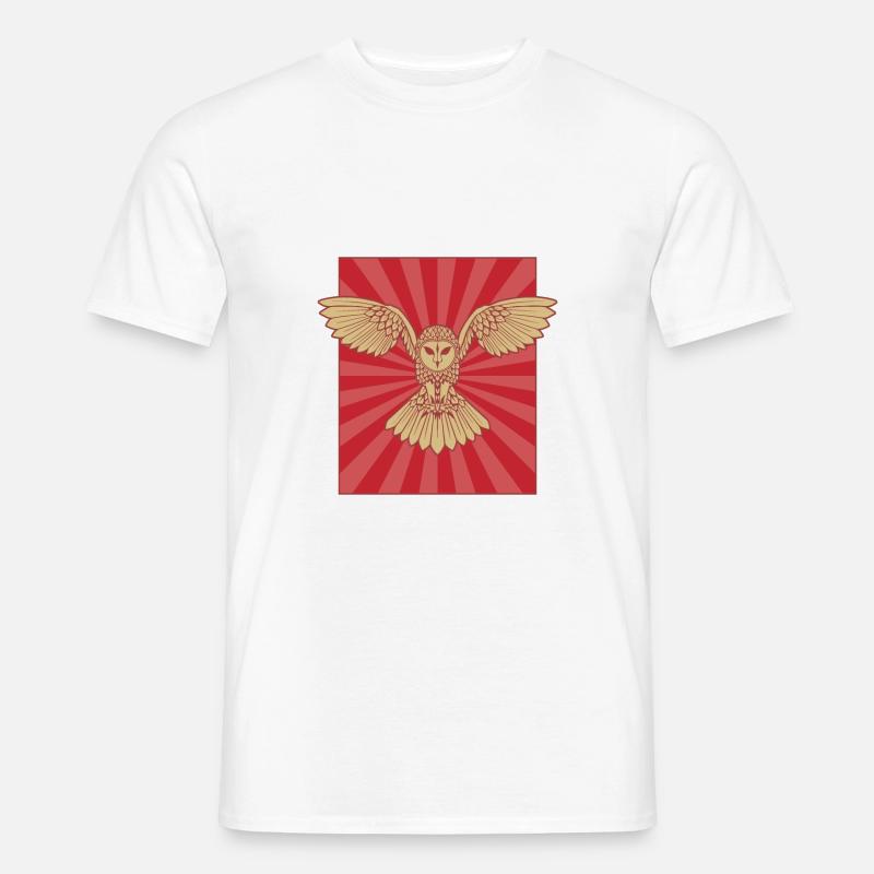 Eule Schleiereule Plakat Cooles Design - Männer T-Shirt - Weiß