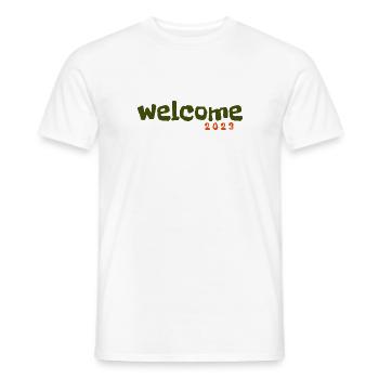 Welcome to 2023 font design street fashion - Männer T-Shirt - Weiß - Vorne - AI Model Male 178 dark (178cm)
