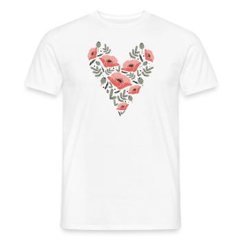amour coeur fleurs de coquelicot - T-shirt homme - blanc - Devant - AI Model Male 178 dark (178cm)