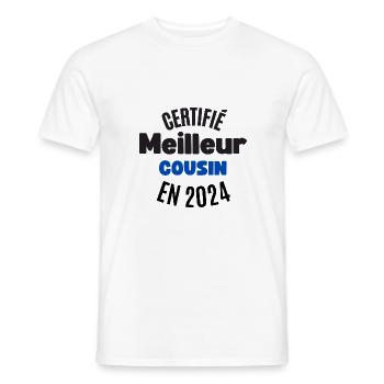 certifié meilleur cousin en 2024 - T-shirt homme - blanc - Devant - AI Model Male 178 dark (178cm)