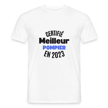 certifié meilleur pompier en 2023 - T-shirt homme - blanc - Devant - AI Model Male 178 dark (178cm)