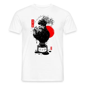 Black Japanese Wave Ink - Men's T-Shirt - white - Front - AI Model Male 178 dark (178cm)