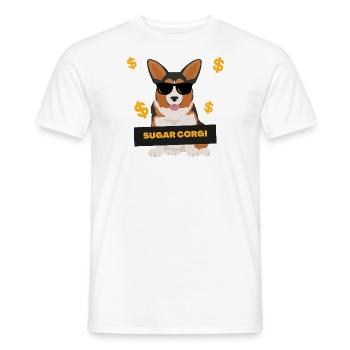 Sugar Corgi - Funny Dog and Money Print Design - Men's T-Shirt - white - Front - AI Model Male 178 dark (178cm)
