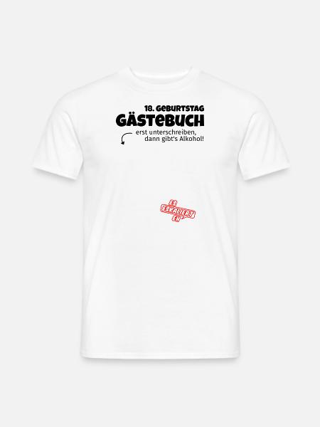 Beschreibbares Gästebuch T-Shirt - 18. Geburtstag - Männer T-Shirt - Weiß