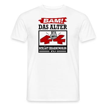 Geburtstag 44 Bam Boom Bombe Das Alter schlägt zu - Männer T-Shirt - Weiß - Vorne - AI Model Male 178 dark (178cm)