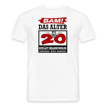 Geburtstag 20 Bam Boom Bombe Das Alter schlägt zu - Männer T-Shirt - Weiß - Vorne - AI Model Male 178 dark (178cm)