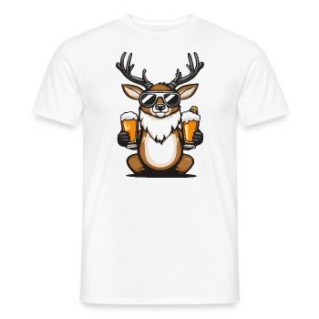 Cerf Après-Ski Bière Bande Dessinée - T-shirt homme - blanc - Devant - AI Model Male 178 dark (178cm)