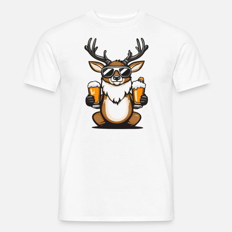 Hirsch Apres Ski Bier Comic - Männer T-Shirt - Weiß