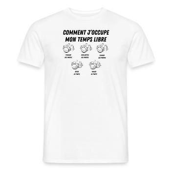 comment j'occupe mon temps libre - T-shirt homme - blanc - Devant - AI Model Male 178 dark (178cm)