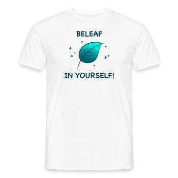 BELEAF IN YOURSELF! - Men's T-Shirt - white - Front - AI Model Male 178 dark (178cm)