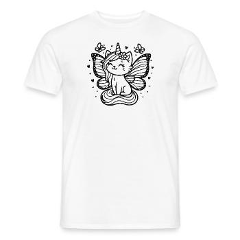 Winged Unicorn Cat (black) - Men's T-Shirt - white - Front - AI Model Male 178 dark (178cm)