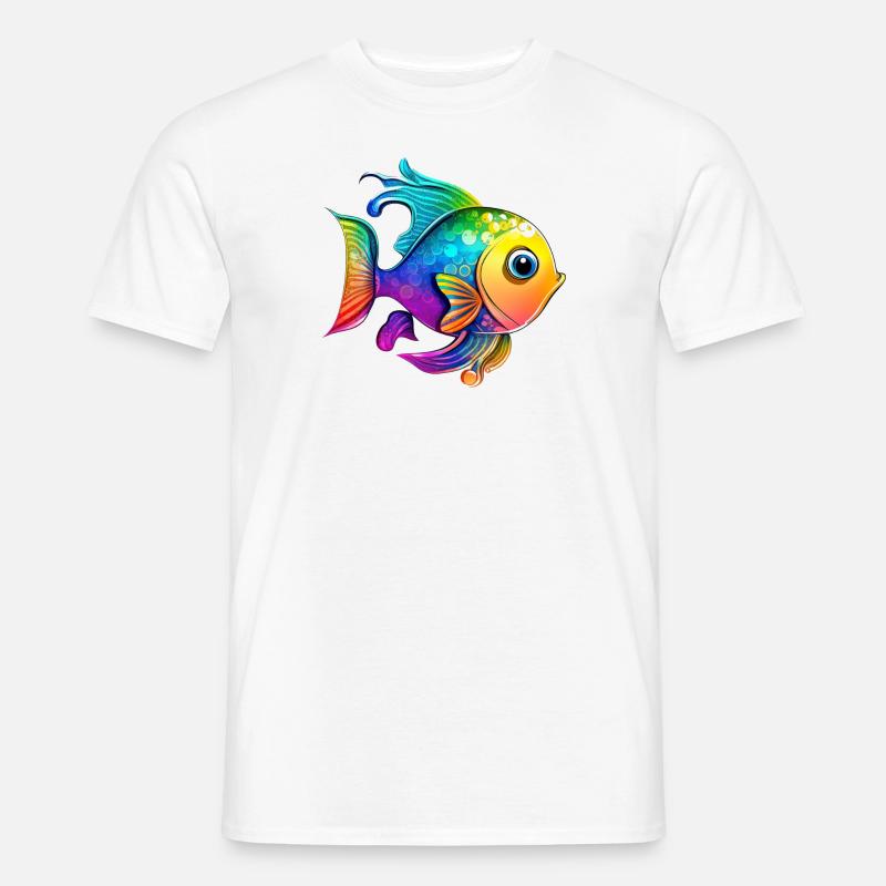 Fisch Regenbogen Zeichnung - Männer T-Shirt - Weiß