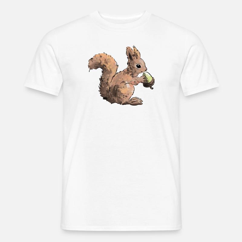 Buntes Eichhörnchen mit einer Nuss - Männer T-Shirt - Weiß