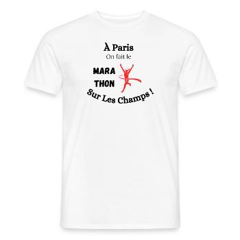 In Paris, we do the marathon on the Champs! - Men's T-Shirt - white - Front - AI Model Male 178 dark (178cm)