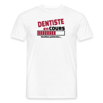 dentiste en cours - T-shirt homme - blanc - Devant - AI Model Male 178 dark (178cm)