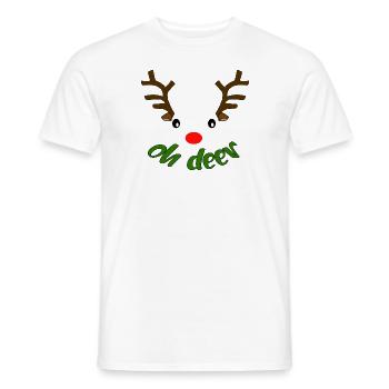 Weihnachten Rentier Spruch"oh weh" "oh deer(dier)" - Männer T-Shirt - Weiß - Vorne - AI Model Male 178 dark (178cm)