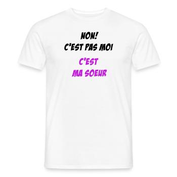 Non! c'est pas moi, c'est ma soeur - T-shirt homme - blanc - Devant - AI Model Male 178 dark (178cm)