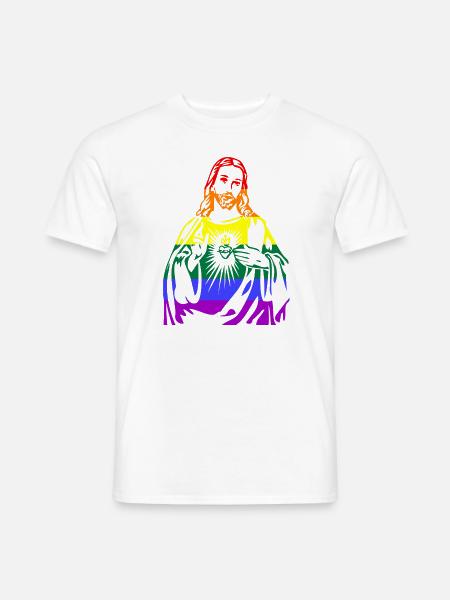 Jesus Christus LGBTQ Regenbogen Geschenkidee - Männer T-Shirt - Weiß
