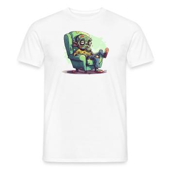 Zombie Relaxation: A Break from the Apocalypse - Men's T-Shirt - white - Front - AI Model Male 178 dark (178cm)