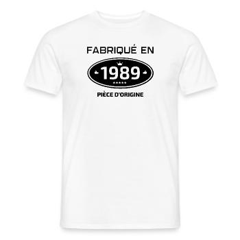 FABRIQUÉ EN 1989 PIÈCE D'ORIGINE - T-shirt homme - blanc - Devant - AI Model Male 178 dark (178cm)